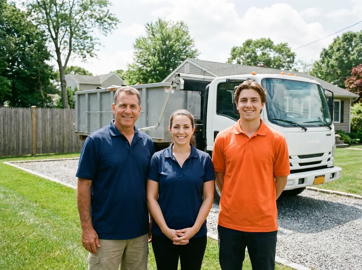 Blue Ridge Dumpster Rental dumpster team in Hampton Bays, NY